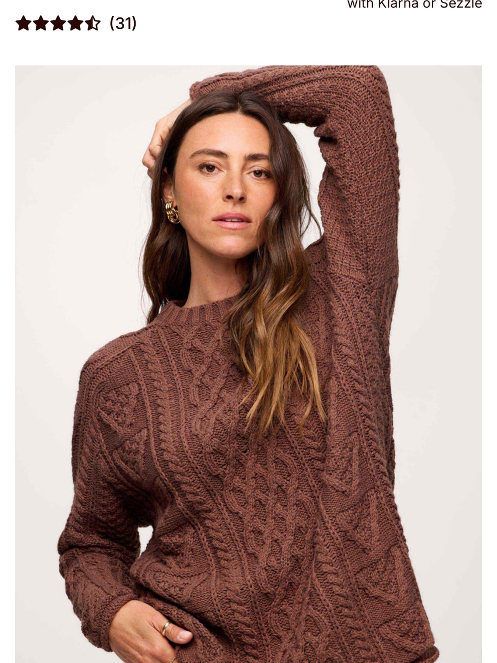 nuuds Heritage Cable Sweater in Cocoa